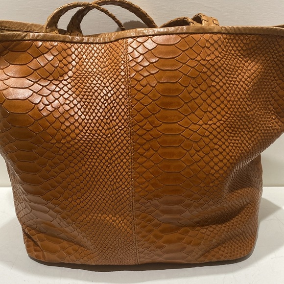 GASPY “Tracy” Large Tan (Burnt Caramel) Snakeskin Embossed Leather - Picture 5 of 16
